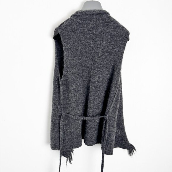Aritzia Wilfred Free Fei Fei Alpaca Wool Blend Fringe Belted Vest Grey Size S - Picture 3 of 7